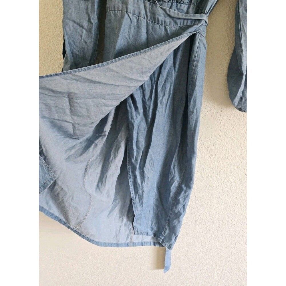 Revolve Majorelle Wrap Chambray Roll Tab Long Sleeve Midi Dress Tencel Size S - Picture 4 of 9